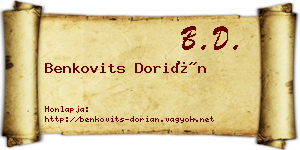 Benkovits Dorián névjegykártya